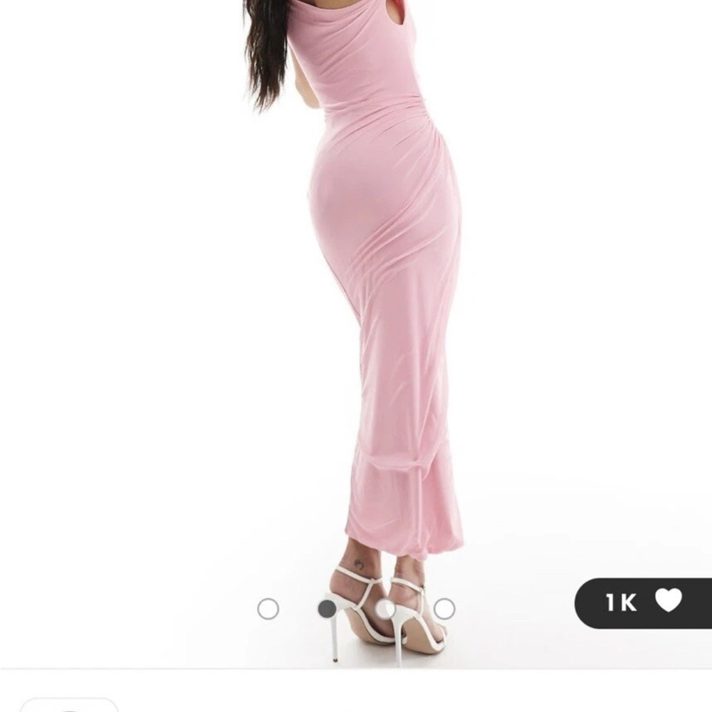 ASOS One-Shoulder Light Pink Ruched Evening Gown - Picture 2 of 11